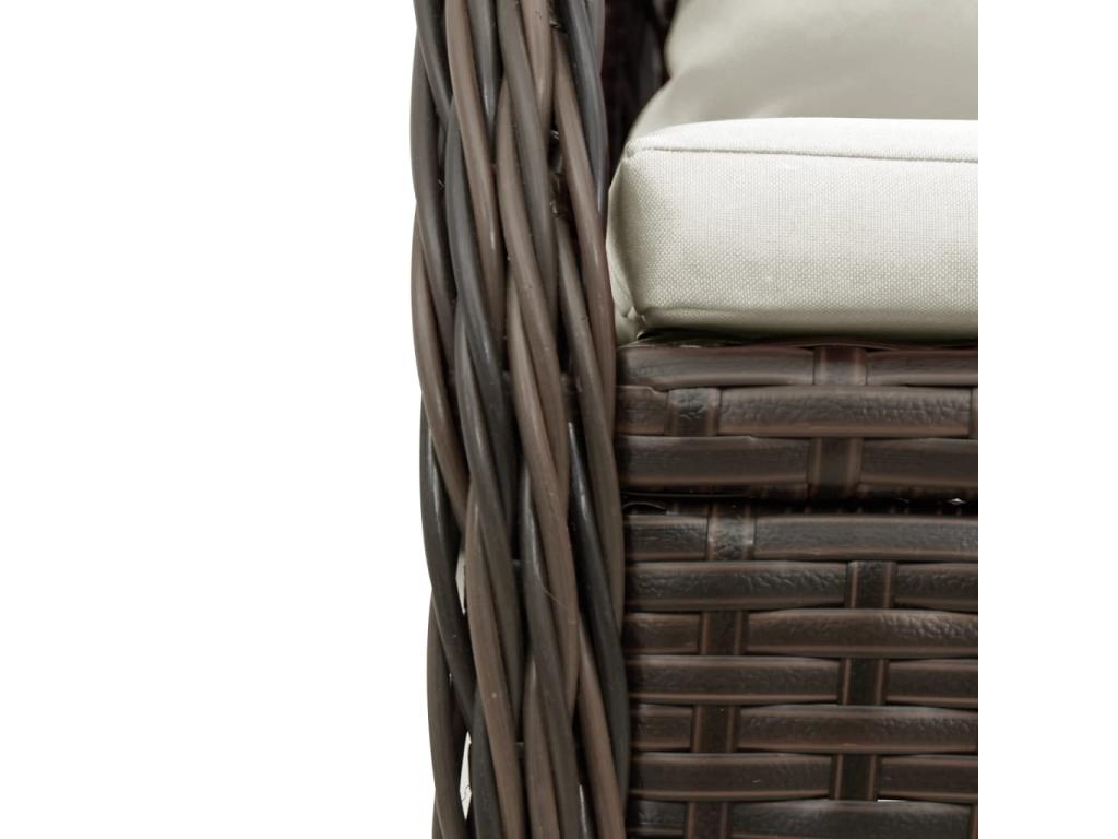 Ensemble à manger de jardin et coussins 7 pcs marron rotin ZENJ59427