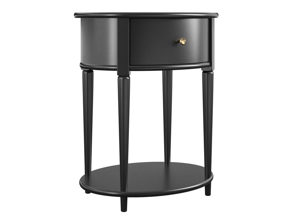 Table d'appoint avec 1 tiroir en MDF noir OMXQ55982