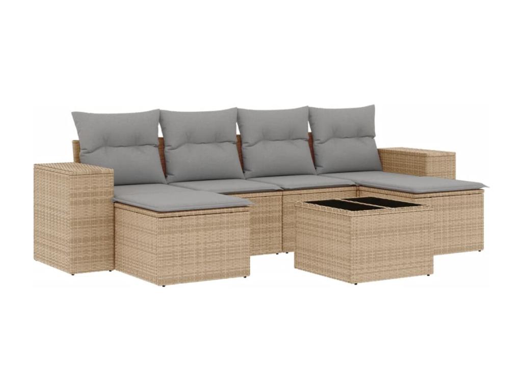 Salon de jardin avec coussins 7 pièces beige résine tressée XPMD92915