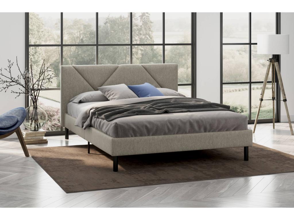 Lit double Boislis Sommier pour chambre Literie par chambre Support de matelas Adapté à un matelas de 160x200 cm Tourterelle RDPB05044