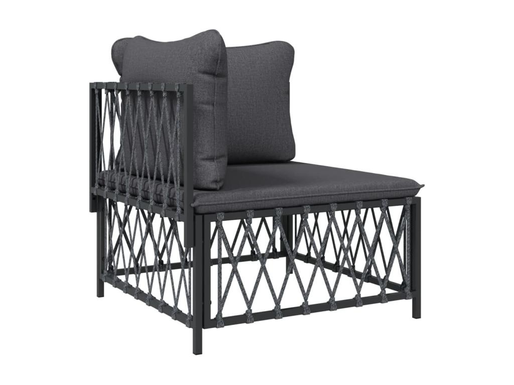 Salon de jardin 7 pcs avec coussins anthracite acier DQLV10976