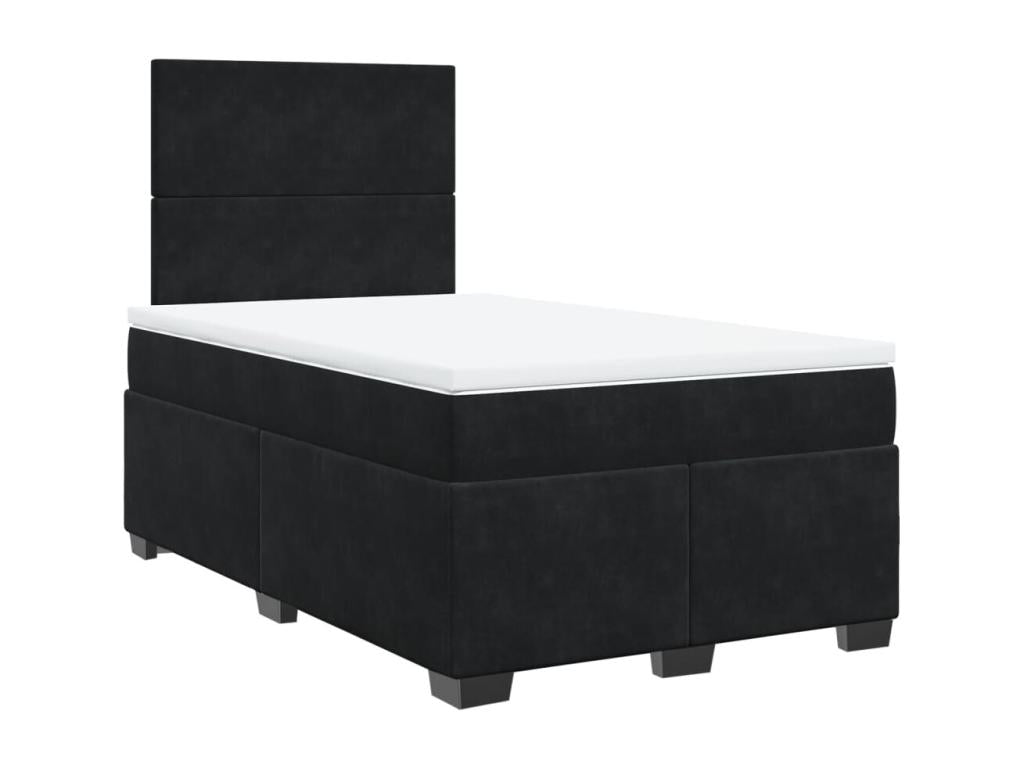 Sommier à Boislis de lit avec matelas Noir 120x200 cm Velours KYTX07148
