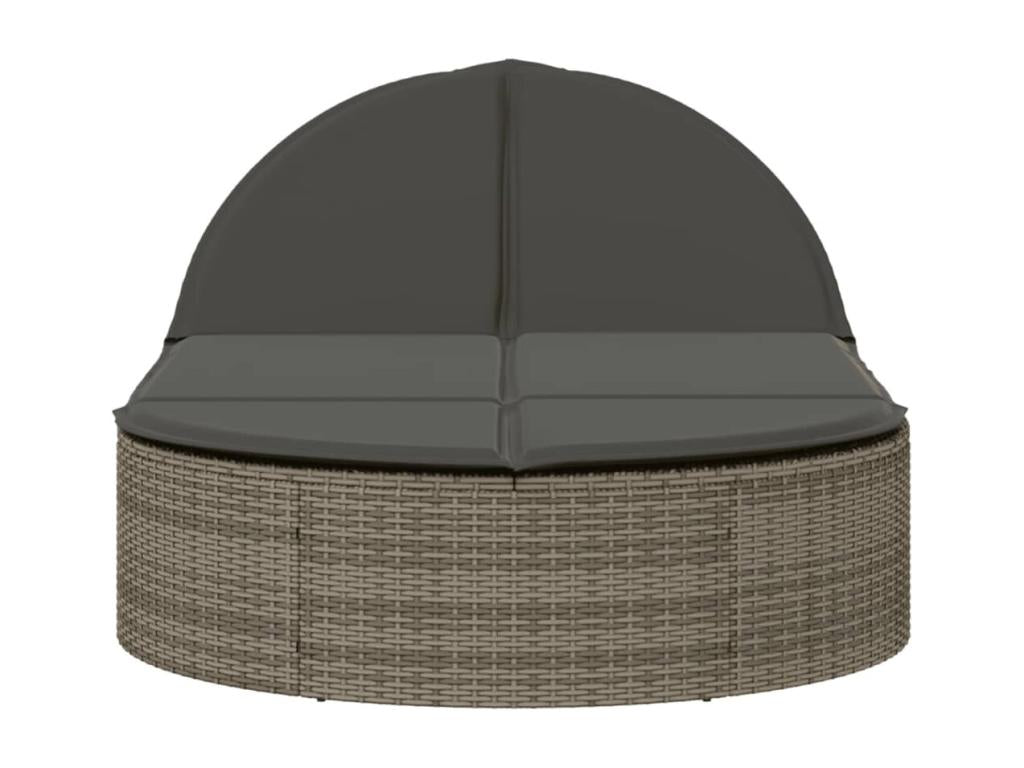 Chaise longue double avec coussins gris résine tressée QRWL36874