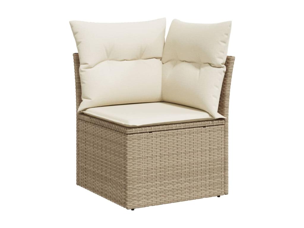 Salon de jardin avec coussins 9 pièces beige résine tressée LDSY69686