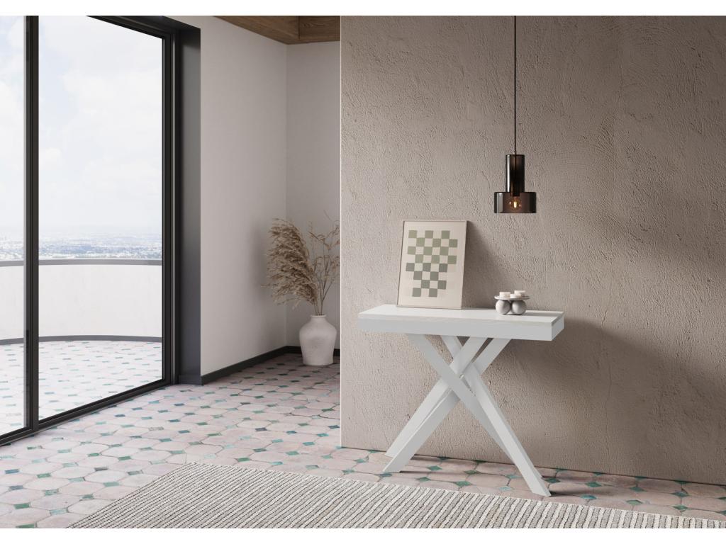 Console extensible 90x40/196 cm Boislis Small Evolution frêne blanc cadre blanc GYCQ30009