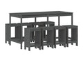 Ensemble de bar de jardin 9 pièces gris bois de pin massif HXZM37856