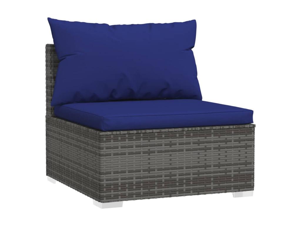 Salon de jardin 4 pcs avec coussins résine tressée gris QSLA11170