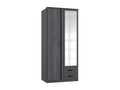 Armoire meuble de rangement coloris Graphite rechampis noir - L- 91 x H- 199 x P- 58 cm JSVN62281