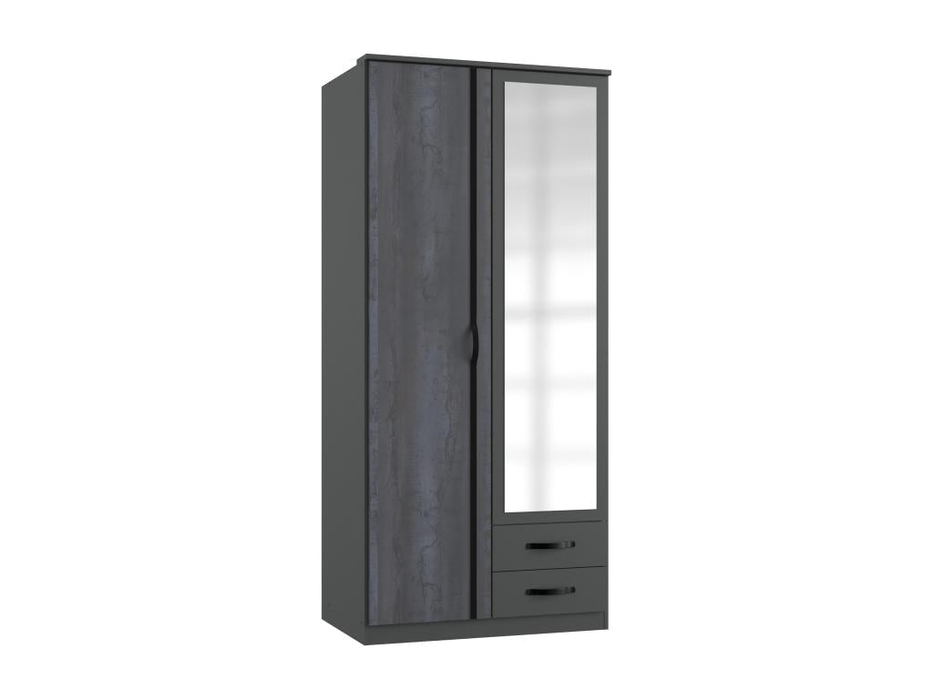 Armoire meuble de rangement coloris Graphite rechampis noir - L- 91 x H- 199 x P- 58 cm JSVN62281