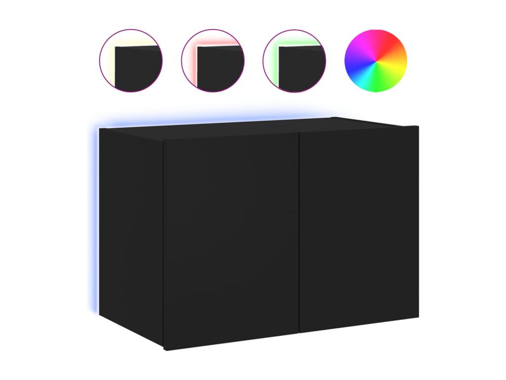 Meuble TV mural avec Boislisères LED noir 60x35x41 cm TGSU81844