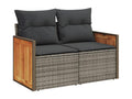 Salon de jardin 5 pcs avec coussins gris résine tressée UWUL15400