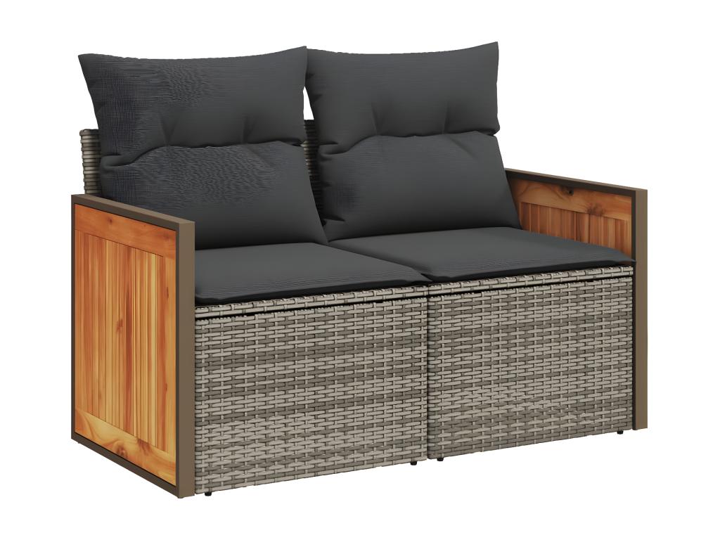 Salon de jardin 5 pcs avec coussins gris résine tressée UWUL15400