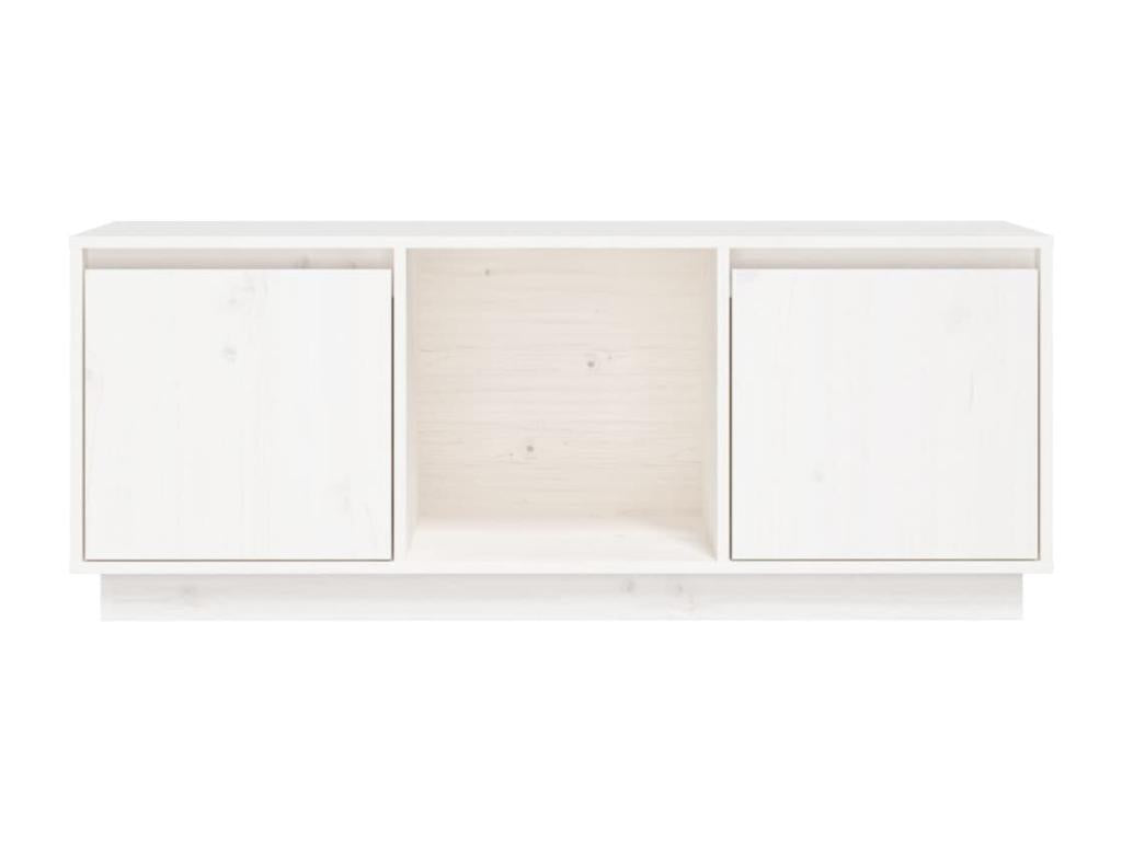 Meuble TV Blanc 110,5x35x44 cm Mobenze de pin massif ZMRJ37066