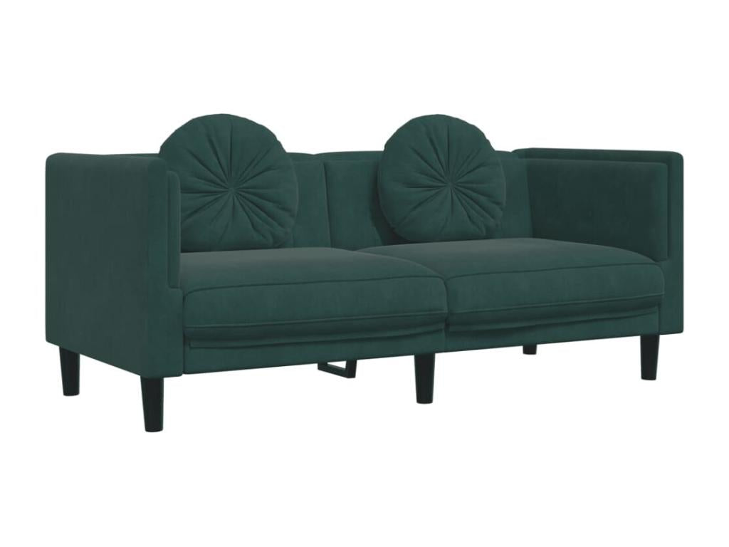 Ensemble de canapés 2 pcs avec coussins vert foncé velours DMEL26049