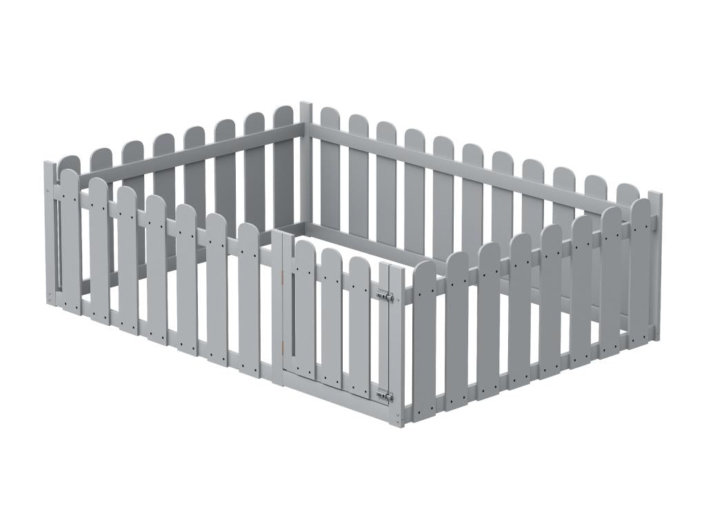 Lit enfant 140x200 cm cadre de lit en bois avec bordure et porte gris sans sommier LHEO63802
