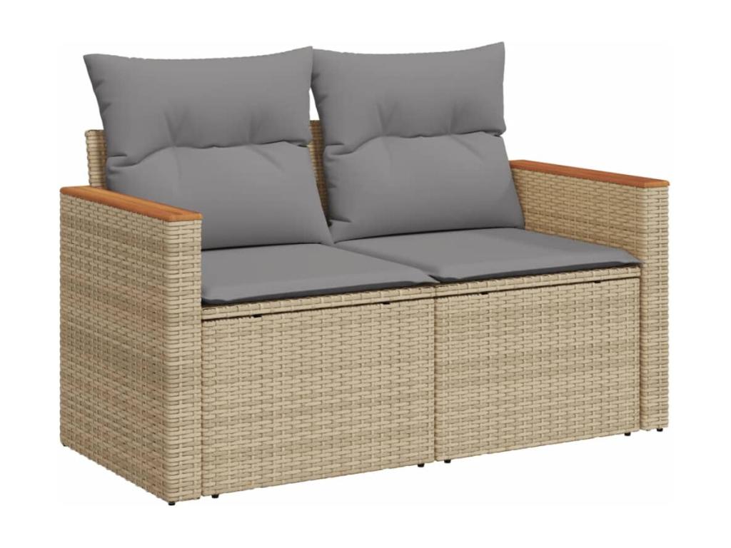 Salon de jardin et coussins 10 pièces méBoislis beige résine tressée XQEJ57309
