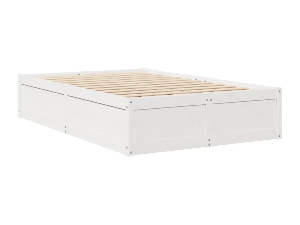 Cadre de lit Blanc 135x190 cm Bois de pin massif KMFQ82960