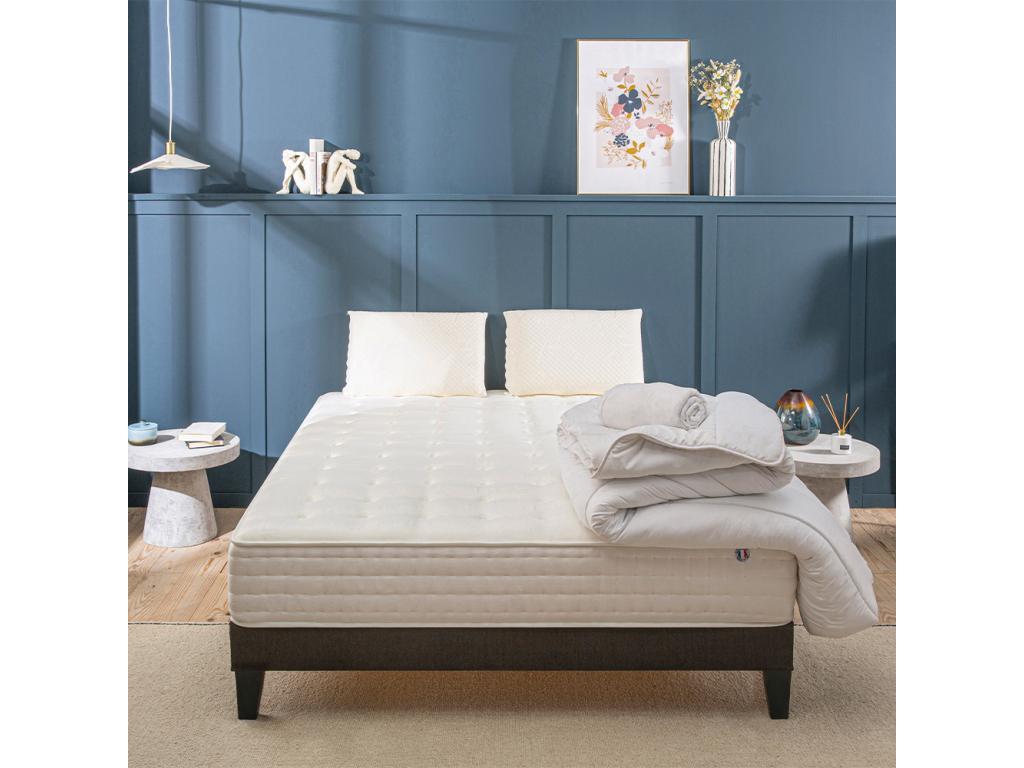 Boislis LITERIE - Pack Prêt à dormir CHÂTELET 140x200 cm - Matelas Mémoire de forme Sommier Accessoires GJQJ39751
