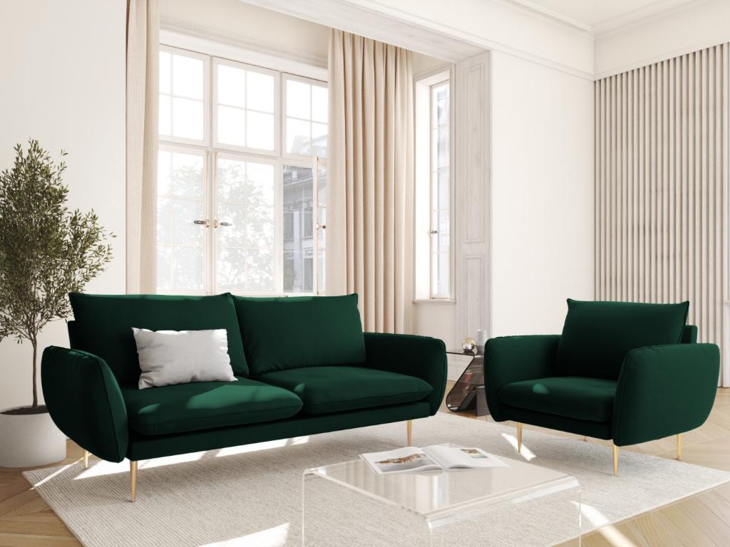 Boislis - Fauteuil Boislis en velours vert bouteille - 97x94x95cm SCCP35883