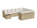 Salon de jardin 11 pièces avec coussins beige résine tressée UQQI04951