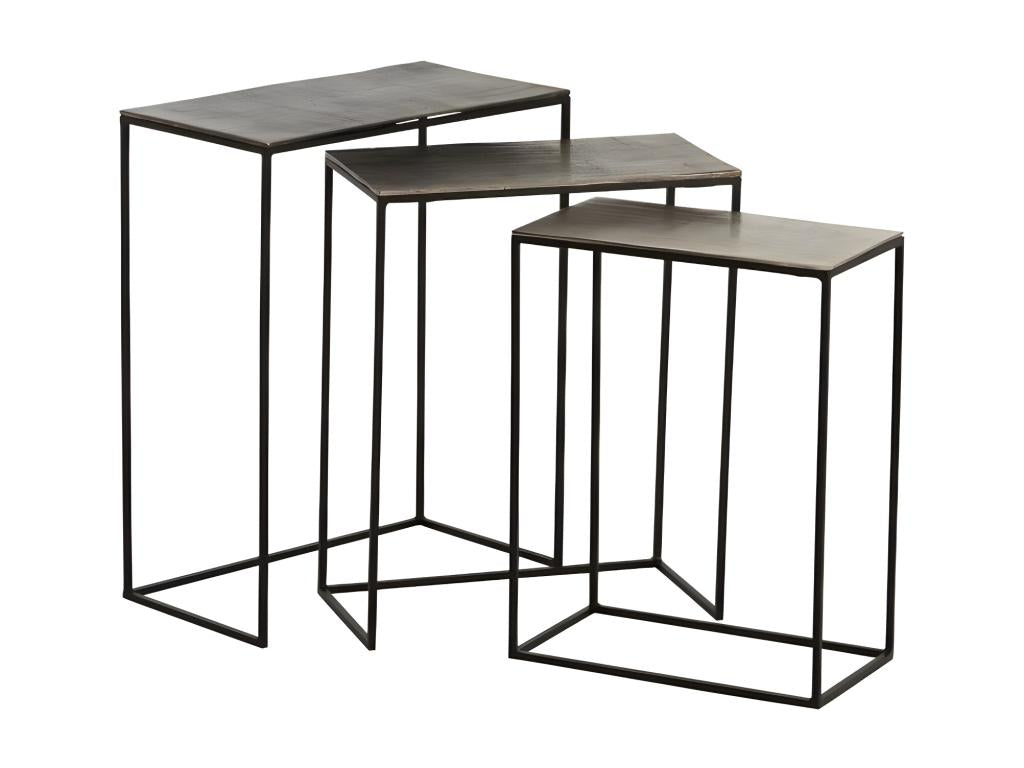 Lot de 3 Tables Gigognes Design Mobenze 65cm Noir RSPB80576