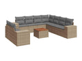 Salon de jardin avec coussins 10 pcs beige résine tressée ITIR40192