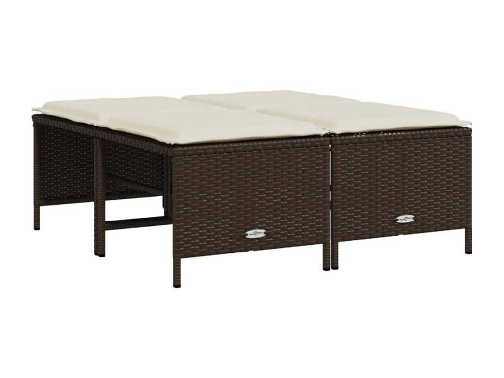 Salon de jardin avec coussins 5 pcs marron résine tressée GLDC03885