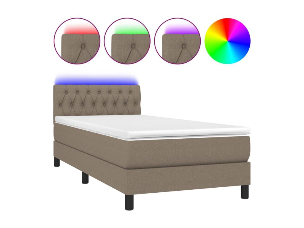 Sommier tapissier avec matelas et LED Boislis 100x200 cm Tissu IEKA07266