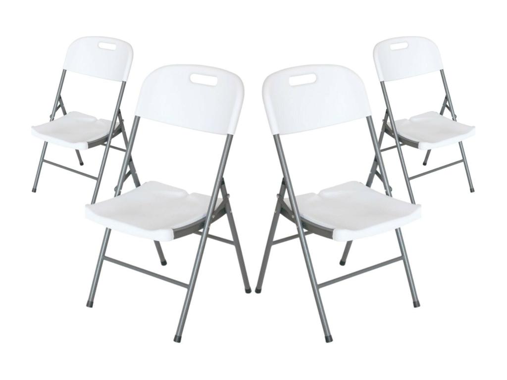 Pack 4 Chaises Pliantes avec Poignée 47x58x87cm Blanc 7house GKDQ08371