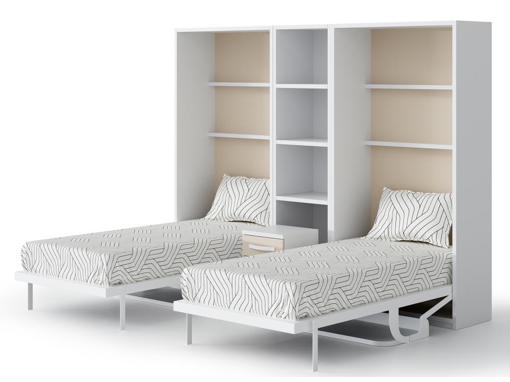 Lit escamotable vertical 140x200 avec bureau Studante-Façade Gris ciment HQWV37525
