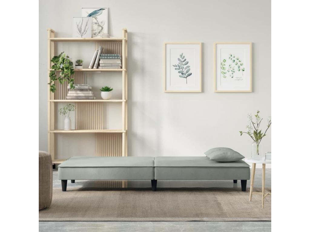 Canapé-lit gris clair Velours ZEBP80496