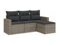 Salon de jardin 4 pcs avec coussins gris résine tressée LBOZ47378