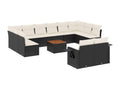 Salon de jardin avec coussins 13 pcs noir résine tressée XCOJ51320
