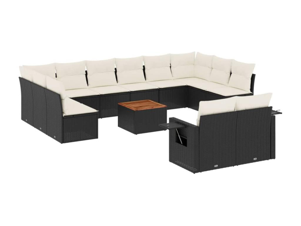 Salon de jardin avec coussins 13 pcs noir résine tressée XCOJ51320