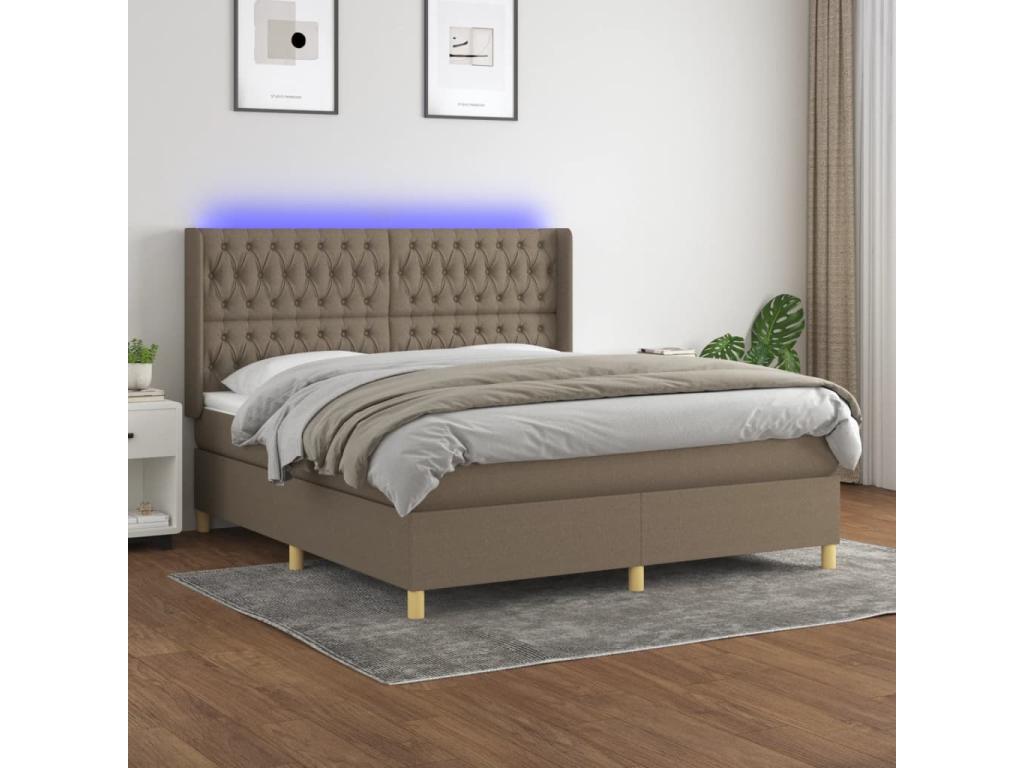 Sommier tapissier avec matelas et LED Boislis 180x200 cm Tissu XLYJ54642