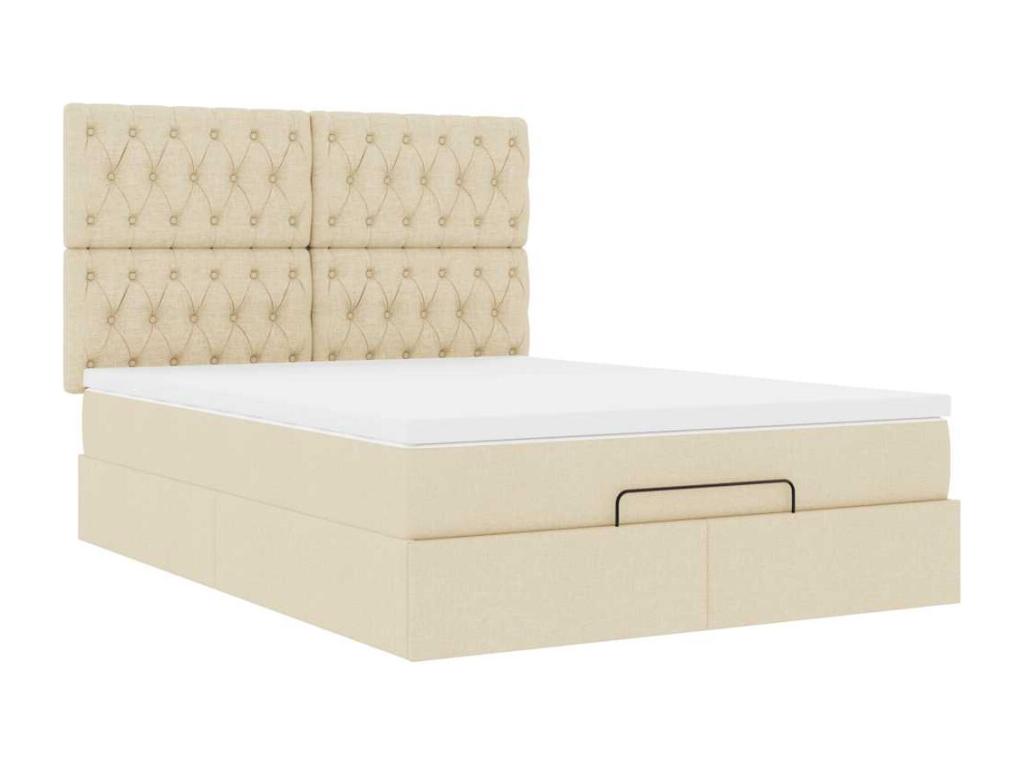Cadre de lit ottoman avec matelas crème 140x200 cm tissu GHMN19480
