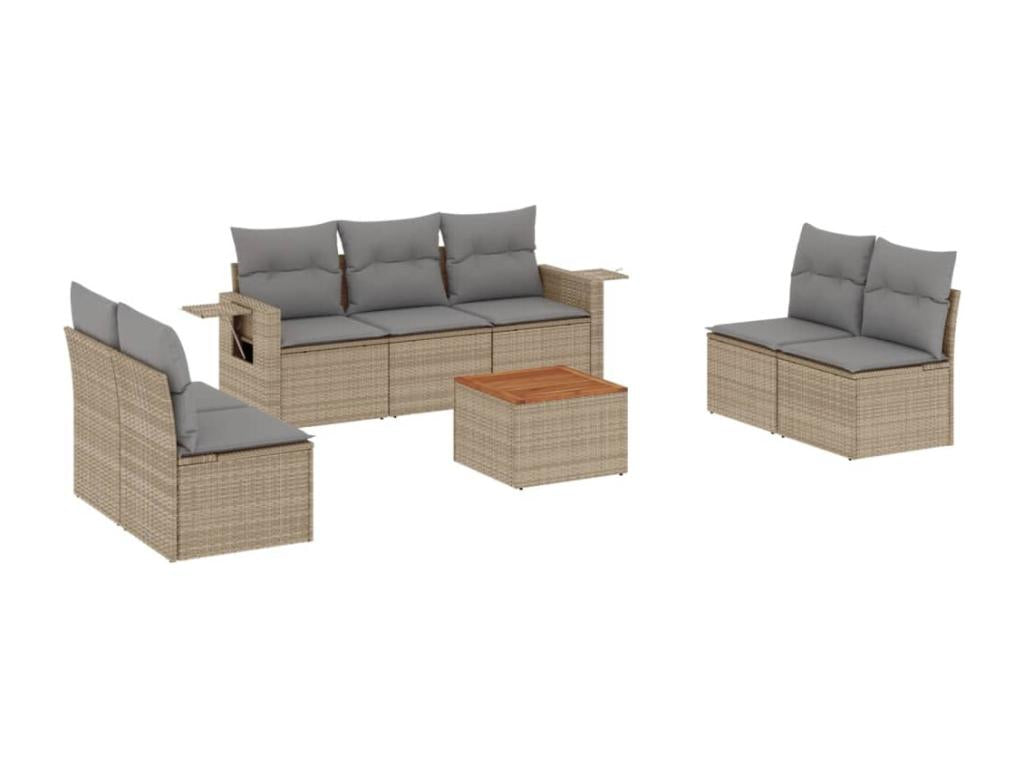 Salon de jardin avec coussins 8pcs méBoislis beige résine tressée ULEM28889