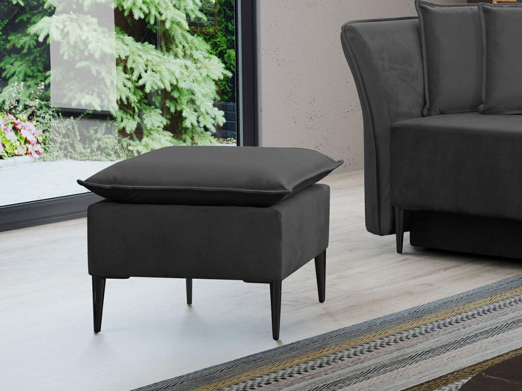 Pouf Boislis 147 Noir 45x50x50cm Tapisserie Pieds Métal QJBD76491