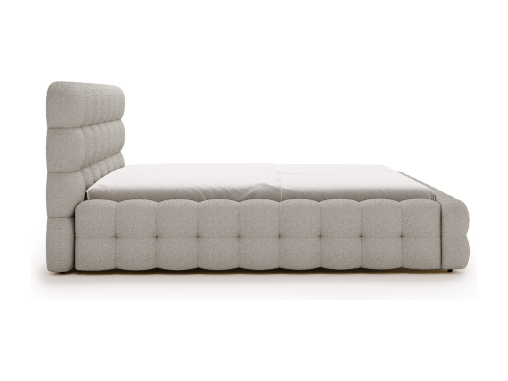 Boislis Lit Boislisé Parlas Bis - Lit double 200x200 avec Sommier à Boislis Rangement - tissu bouclé Gris clair Anthologie 15 MGBF17400