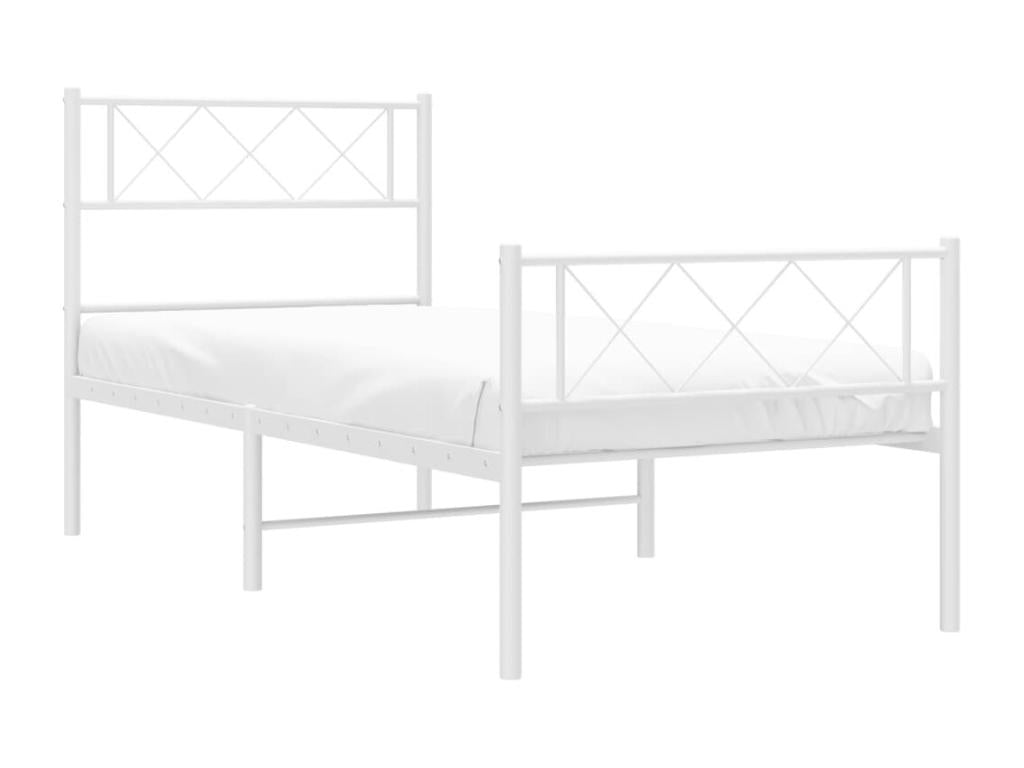 Cadre de lit métal sans matelas avec pied de lit blanc 80x200cm UNTQ58257