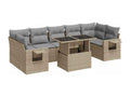 Salon de jardin avec coussins 8 pièces beige résine tressée JTAR13963