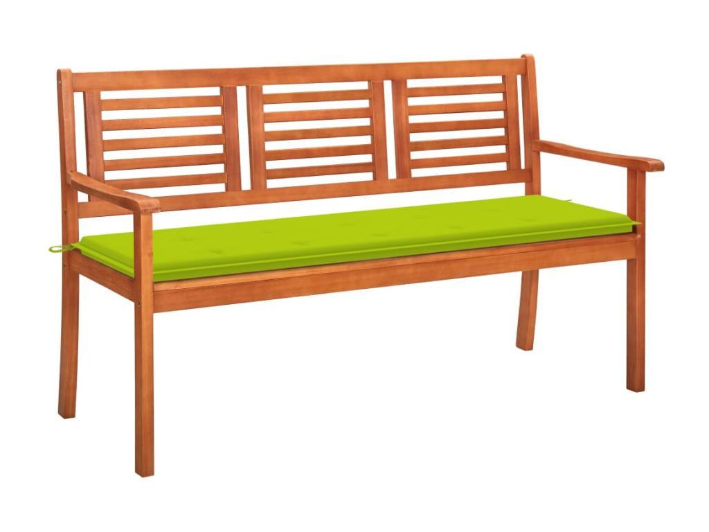 Banc de jardin 3 places avec coussin 150 cm Bois d'eucalyptus RUOL53277