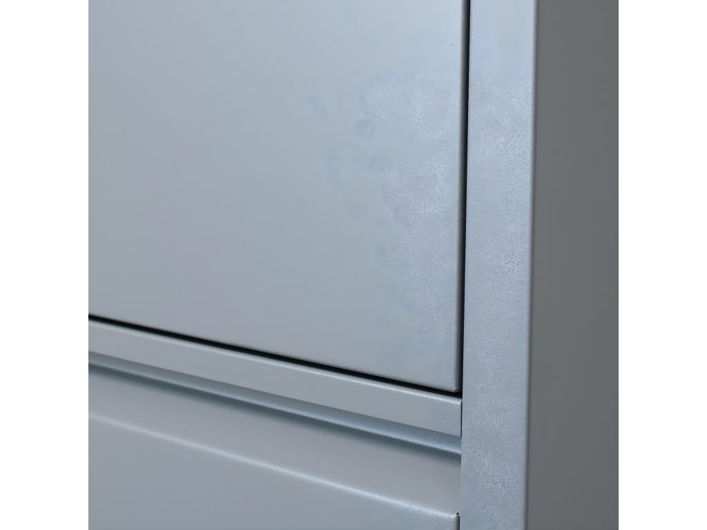 Boislis Armoire à chaussures à 15 rabats/portes en métal gris- Livré entièrement monté. STQP27443