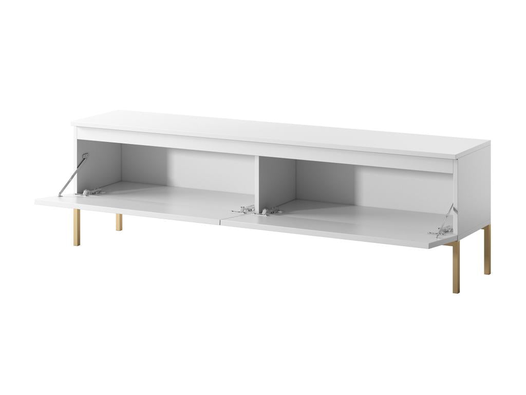 Meuble TV - 150 cm - blanc avec pieds dorés - Boislis NXET53724