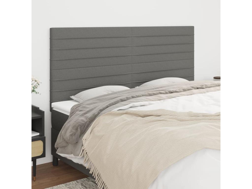 Têtes de lit 4 pcs Gris foncé 100x5x78/88 cm Tissu EQPZ37632