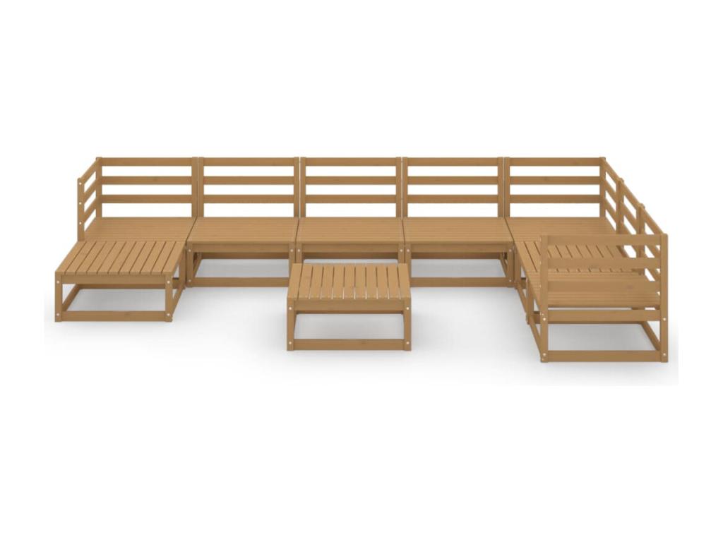 Salon de jardin 9 pcs marron miel Mobenze de pin massif LVGJ74111