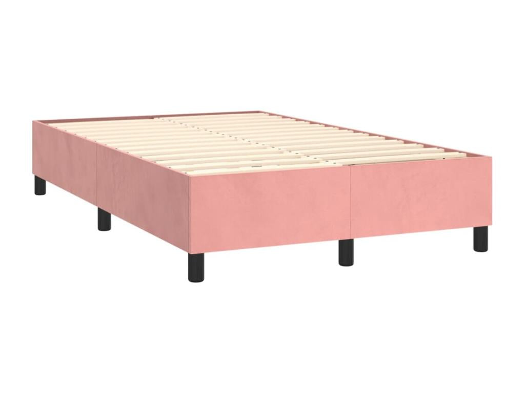 Sommier tapissier avec matelas et LED Rose 120x200cm Velours MLXN28465