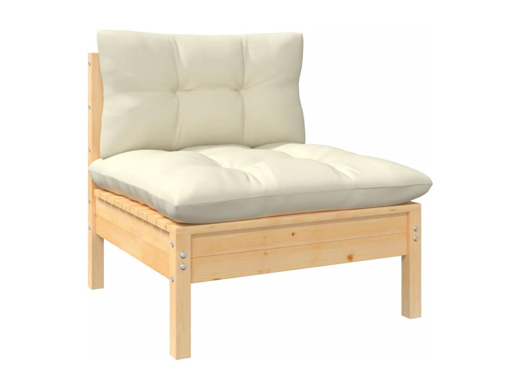 Salon de jardin 8 pcs avec coussins crème Bois de pin solide 5 BWTN85114