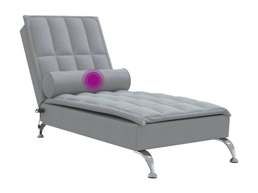 Chaise longue de massage avec traversin gris clair tissu SDRH50029
