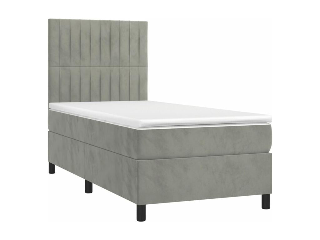 Sommier à Boislis de lit matelas LED Gris clair 90x200cm Velours FOXT14640